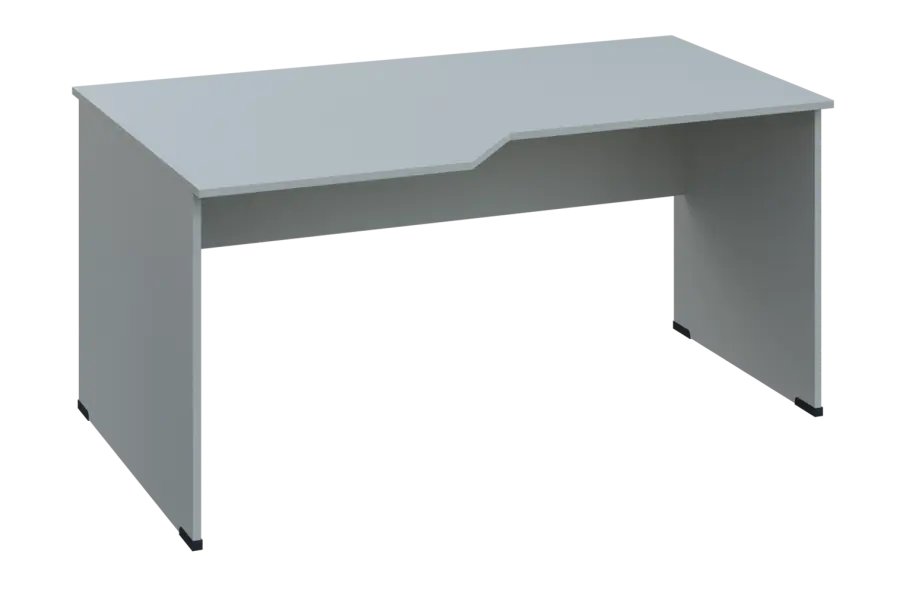 EZL 18 - 166 stůl kancelářský, rohový, levý, dřevěná podnož, deska 18 mm, široký 1600 mm, šedá